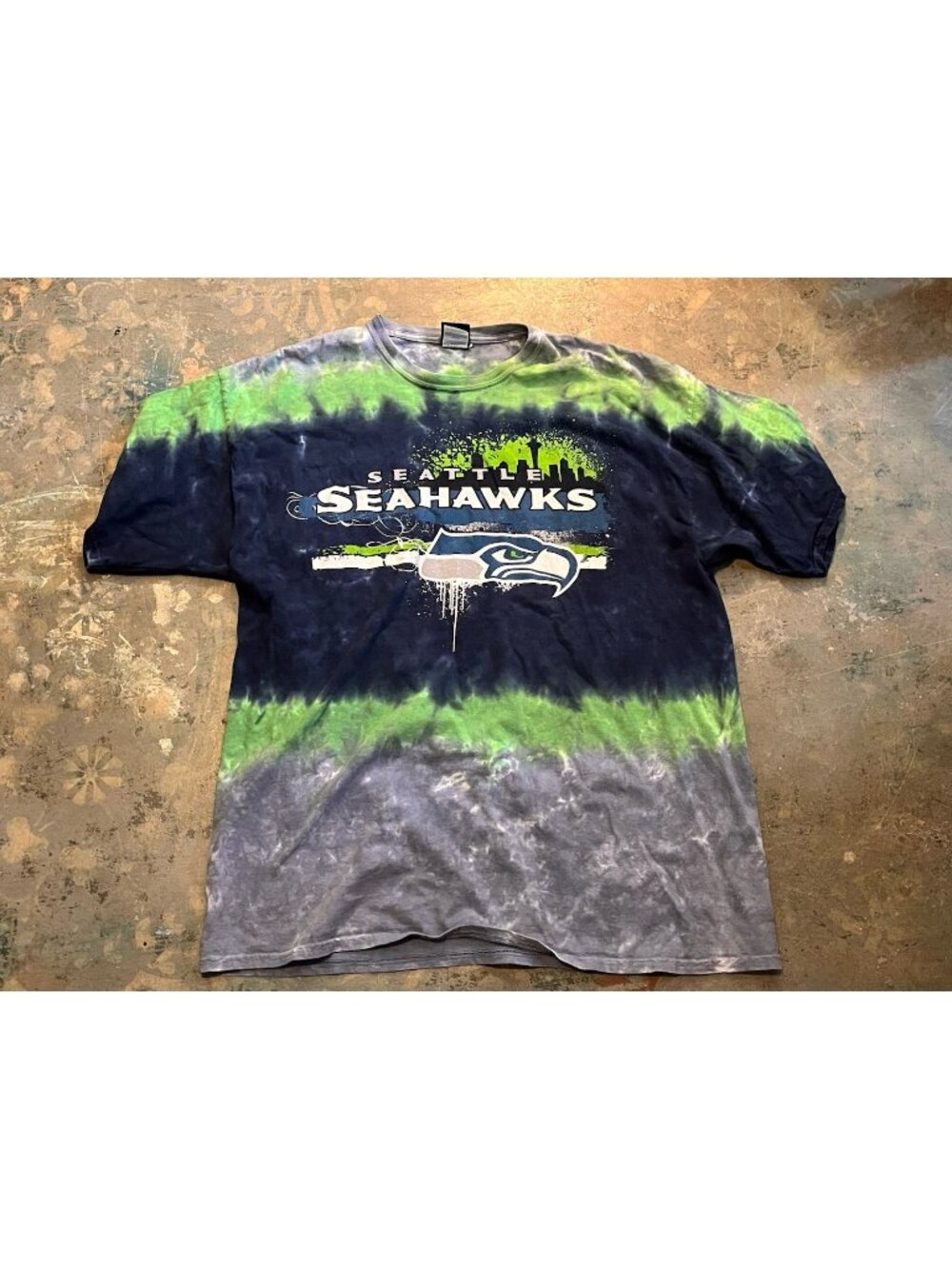 Seattle Seahawks Blue & Green Tie-Dye T-Shirt Men’s NFL Team Apparel Sz 2XL